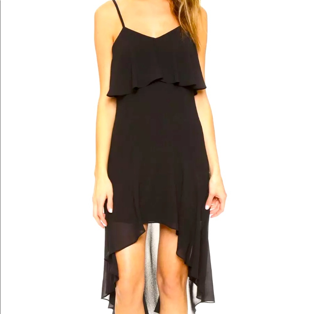 ALI & JAY - Black Chiffon Popover Hi-Low A-Line Party Dress Size-M NWOT $128